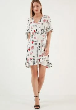 LELA Regular Fit - Jurk - Ecru Orange