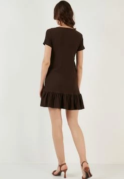 LELA Regular Fit - Jurk - Brown -LELA Winkel 021bcbae65244f6cb57ea5e918ea4b36