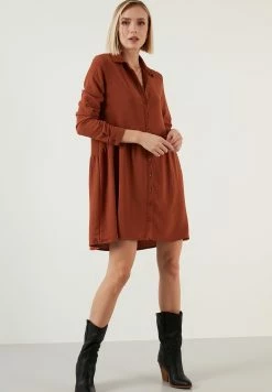 LELA Regular Fit - Blousejurk - Brick Red -LELA Winkel 04fb7a8613dd4ceeb05315125824a617