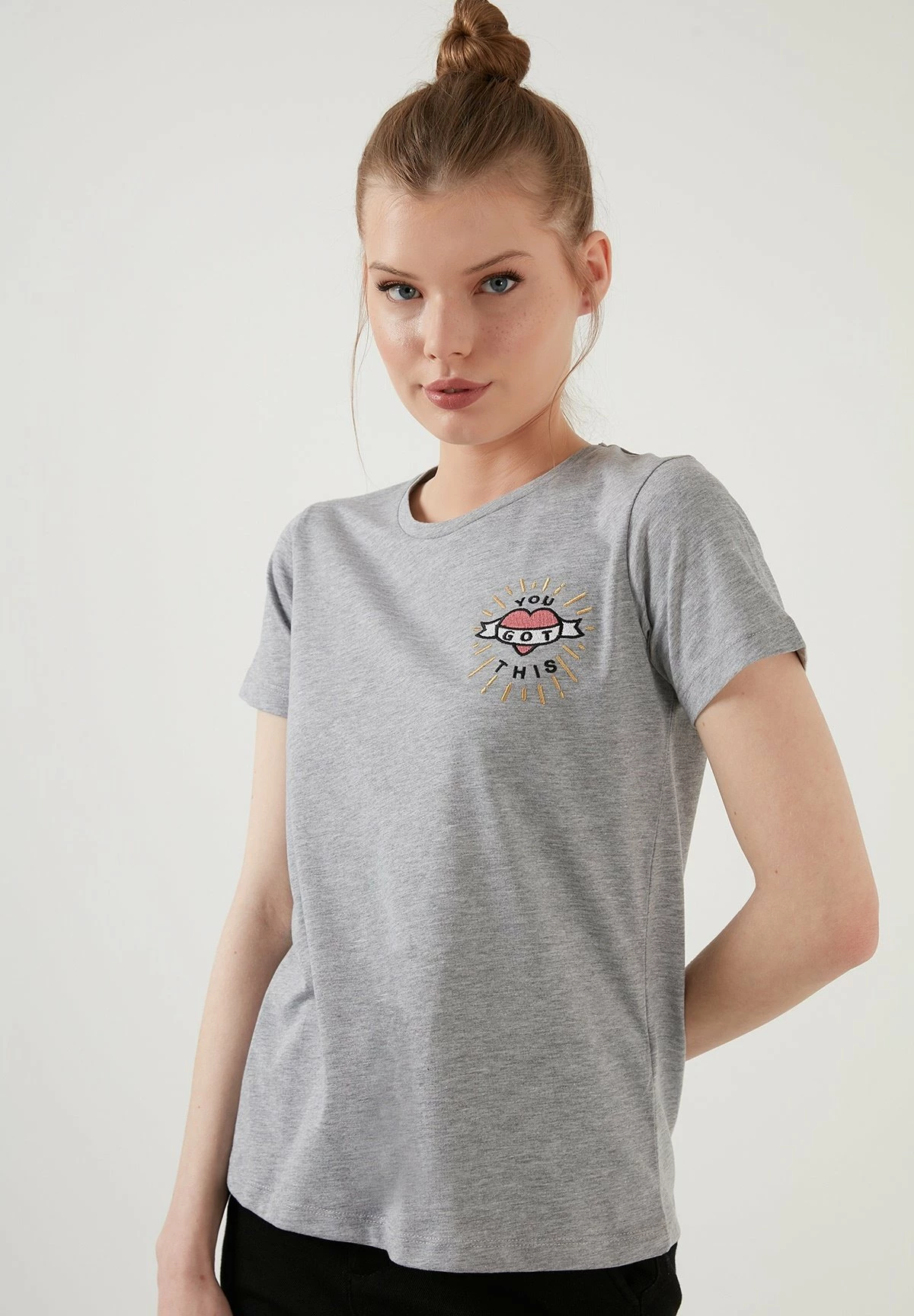 LELA T-Shirt Print - Grey-Melange 6 LELA T-Shirt Print - Grey-Melange - Afbeelding 4