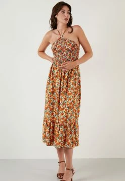 LELA Regular Fit - Jurk - Orange/Yellow -LELA Winkel 0f35a4761e2d4b42b343534079c14bfc