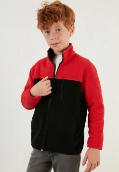 LELA Regular Fit - Sweater Met Rits - Red Black -LELA Winkel 194015d6cc5846bf8bcfecbc4ed4bc49