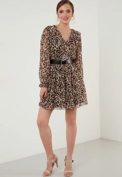 LELA Regular Fit - Jurk - Mottled Brown -LELA Winkel 2092c47dbd754d6388ff384314fa315e