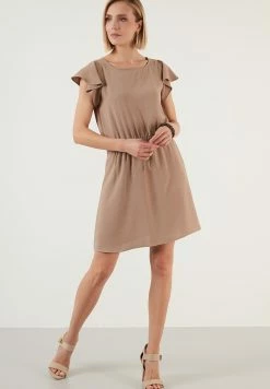 LELA Regular Fit - Jurk - Light Brown -LELA Winkel 250f0fd64ffb428bb400eb61811dab45
