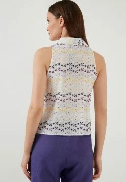 LELA Regular Fit - Overhemdblouse - White Purple -LELA Winkel 25ed499c29f043d497fa51480afc00a2