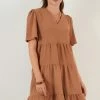 LELA Loose Fit - Jurk - Light Brown -LELA Winkel 29c54021b8284f5e84f292aa81452e70