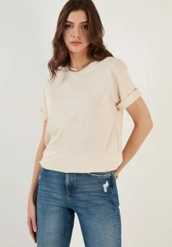 LELA Loose Fit - T-Shirt Basic - Stone -LELA Winkel 2c3ae55b29cc4240a58c333804af1ea6