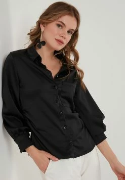 LELA Regular Fit - Overhemdblouse - Black -LELA Winkel 2c7725b3507746aaa321f0bc0ec42c04