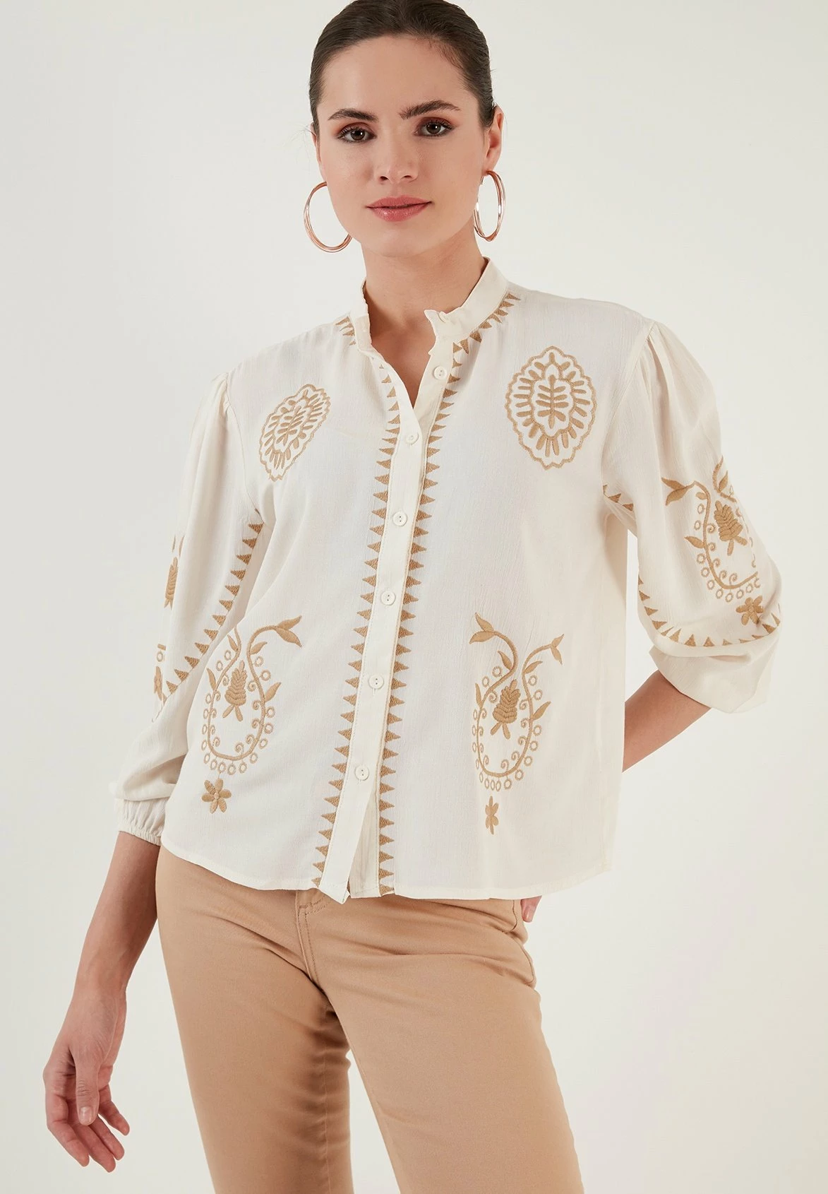 LELA Regular Fit - Overhemdblouse - Ecru Beige 5 LELA Regular Fit - Overhemdblouse - Ecru Beige - Afbeelding 3