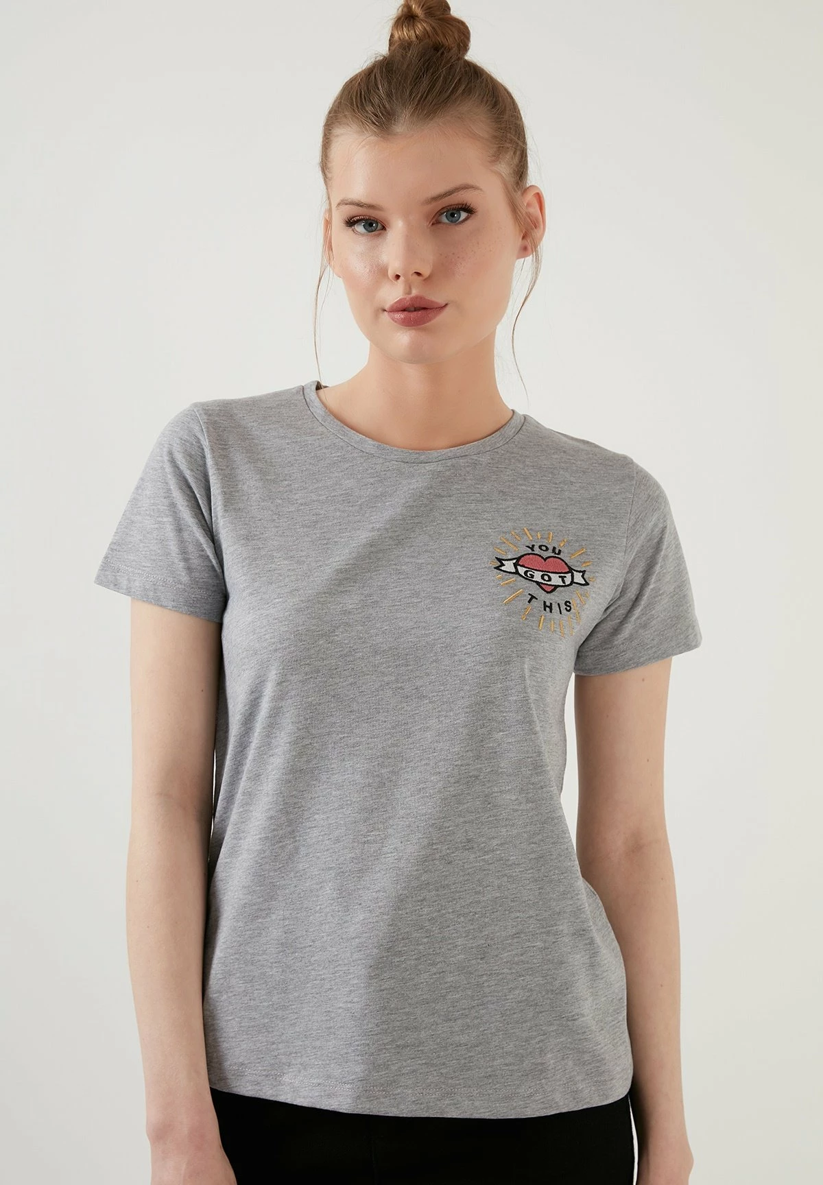 LELA T-Shirt Print - Grey-Melange 3 LELA T-Shirt Print - Grey-Melange