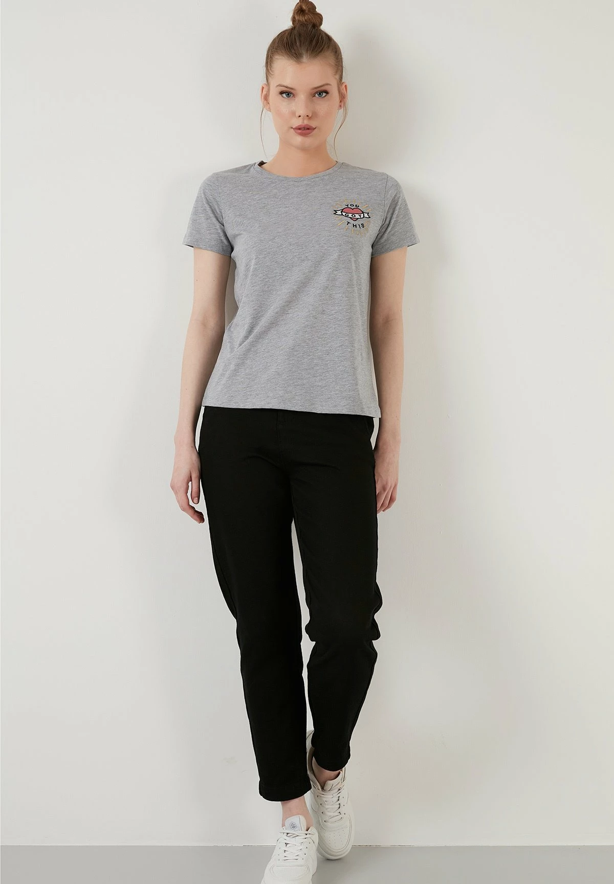 LELA T-Shirt Print - Grey-Melange 4 LELA T-Shirt Print - Grey-Melange - Afbeelding 2