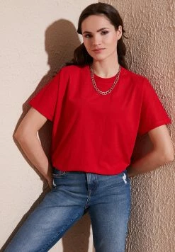 LELA Crew Neck- T-Shirt Basic - Red -LELA Winkel 319f8824731846a7943831d99eceb20a