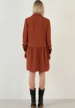 LELA Regular Fit - Blousejurk - Brick Red -LELA Winkel 3b5d0378fc0c4310a6c5b6f850d7953e