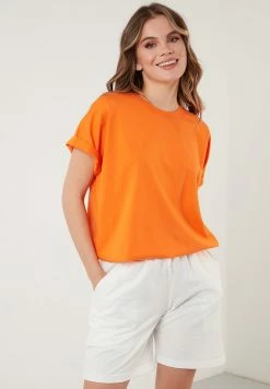 LELA Crew Neck- T-Shirt Basic - Orange Color -LELA Winkel 426a9b7a711f433684e59527a956e931