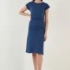LELA Short Sleeve Midi - Jurk - Indigo -LELA Winkel 4766488782a0442dace8cee9a7737a5b