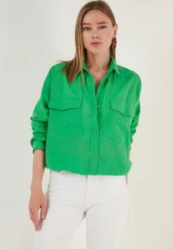 LELA Loose Fit - Overhemdblouse - Green -LELA Winkel 4a4e7512117d4c63bd13f72e958f8ccc
