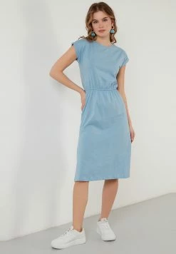 LELA Short Sleeve Midi - Jurk - Baby Blue