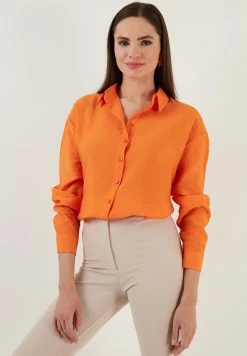 LELA Regular Fit - Overhemdblouse - Orange -LELA Winkel 50b8bee92b3443b9ba8b97b3ca9a09fd