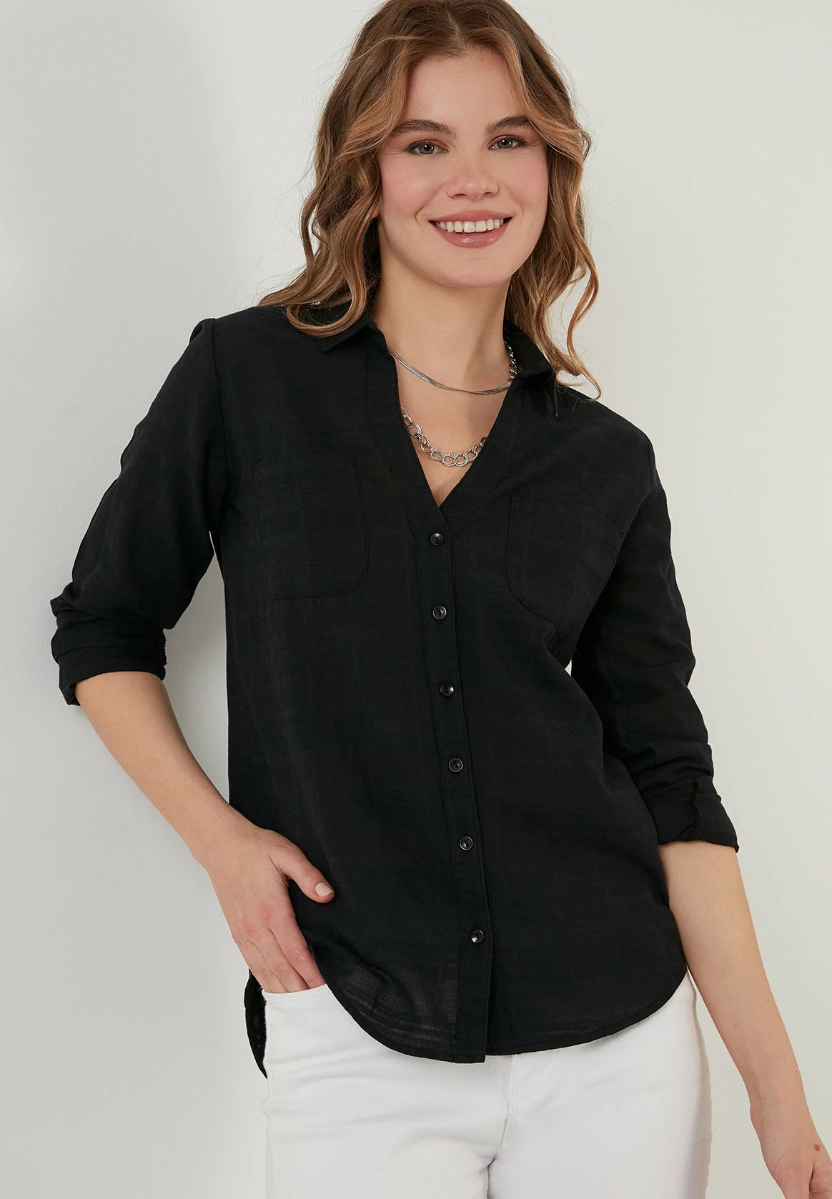 LELA Slim Fit - Overhemdblouse - Black 3 LELA Slim Fit - Overhemdblouse - Black