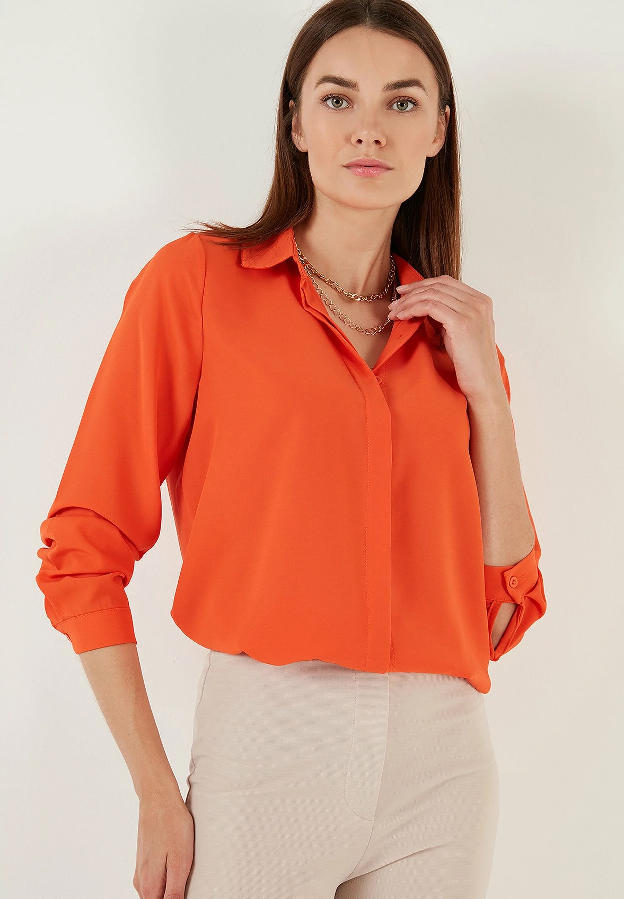 LELA Overhemdblouse - Orange 3 LELA Overhemdblouse - Orange