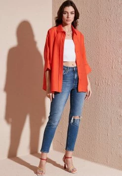 LELA Overhemdblouse - Orange -LELA Winkel 5970c5ddd5234617bbc62aabdd64fa9b