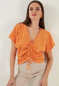 LELA V-Neck - Blouse - Orange -LELA Winkel 5a0f371e3dd94fb397c2da7fa6b57d80