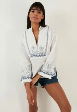 LELA Regular Fit - Blouse - Ecru Indigo -LELA Winkel 5ae6bffd0b0a40749b3100eec53b5c66