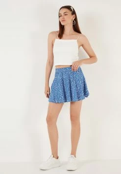LELA Flowered Elastic Waist - Shorts - Royal Blue -LELA Winkel 5d807fa27e2441aea1e10f5a5c359a46