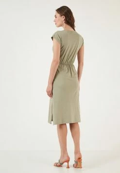 LELA Short Sleeve Midi - Jurk - Olive -LELA Winkel 5fce0037f7d5456695495d0bc2d86036