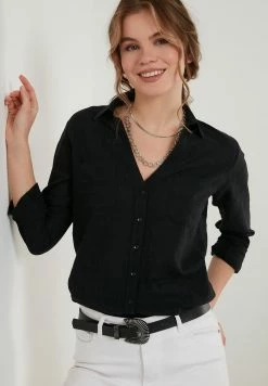 LELA Slim Fit - Overhemdblouse - Black 9 LELA Slim Fit - Overhemdblouse - Black -LELA Winkel 66ca7a48270243b38b65f54600cebdb1