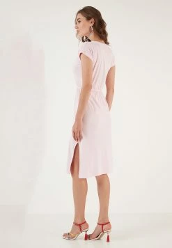LELA Short Sleeve Midi - Jurk - Light Pink -LELA Winkel 676610cad7334826bedfd5e636dae987