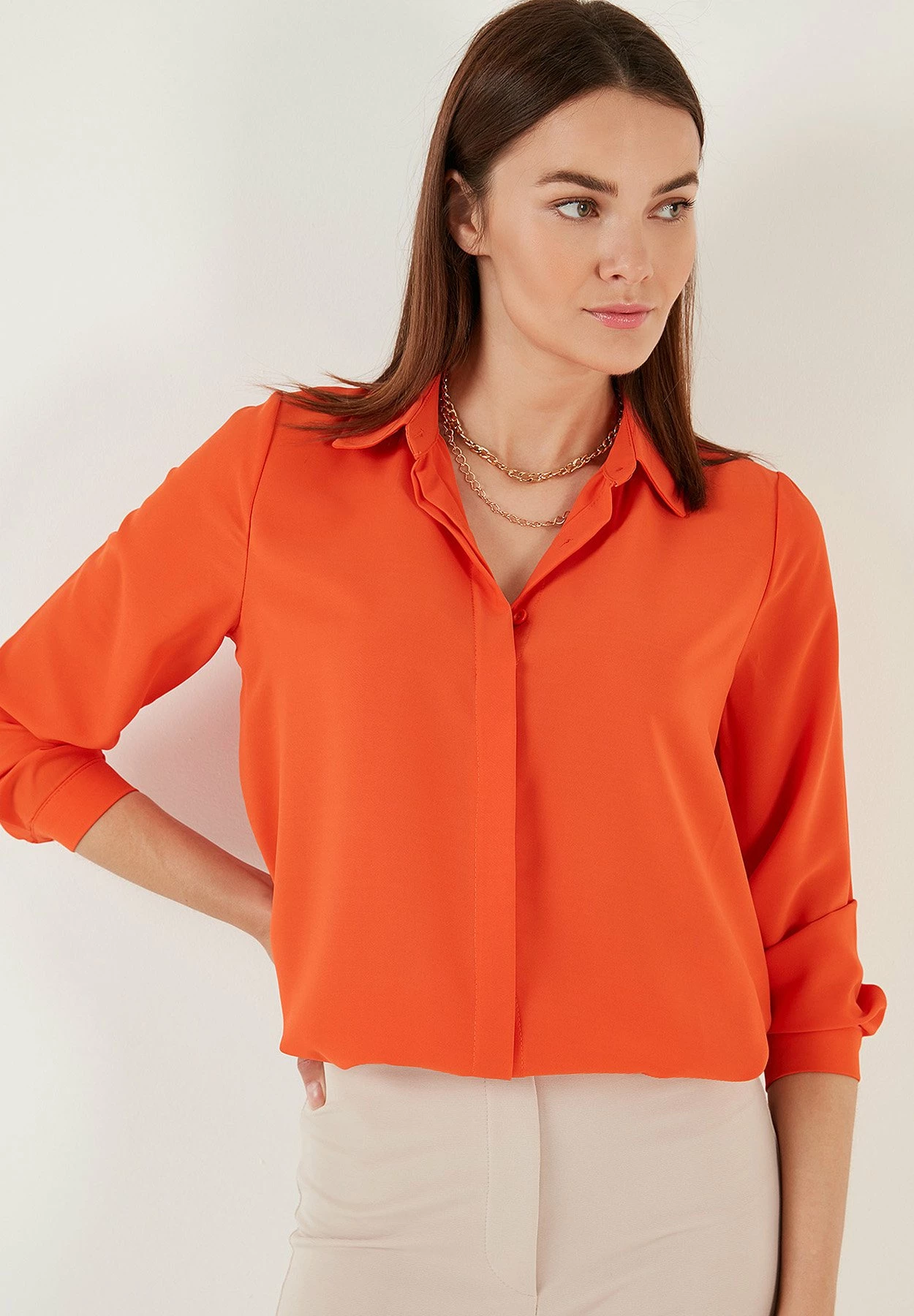 LELA Overhemdblouse - Orange 6 LELA Overhemdblouse - Orange - Afbeelding 4