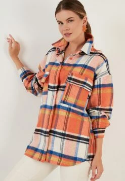 LELA Overhemdblouse - Orange Color -LELA Winkel 6c2bfc87e18a4282807d8281bab6cc47