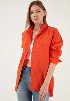 LELA Loose Fit - Overhemdblouse - Orange -LELA Winkel 6e34a26332a74d7f8a565e5b0b8bb612