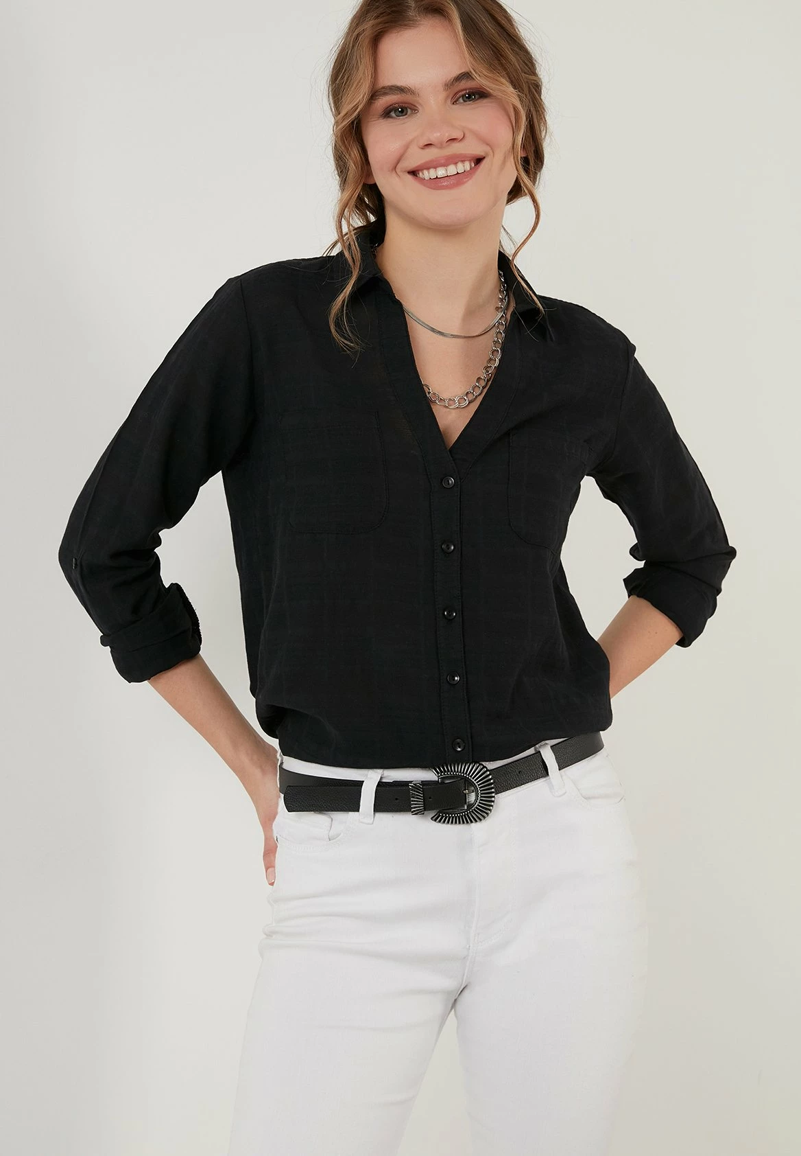 LELA Slim Fit - Overhemdblouse - Black 7 LELA Slim Fit - Overhemdblouse - Black - Afbeelding 5