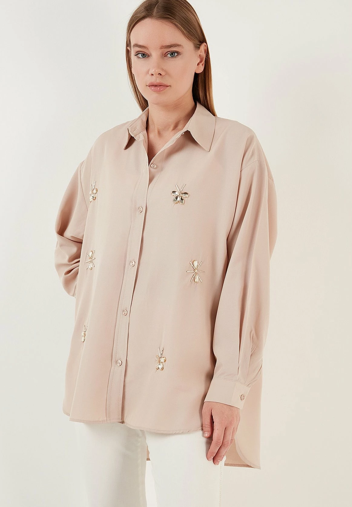 LELA Loose Fit - Overhemdblouse - Stone 3 LELA Loose Fit - Overhemdblouse - Stone