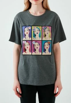 LELA T-Shirt Print - Anthracite Melange