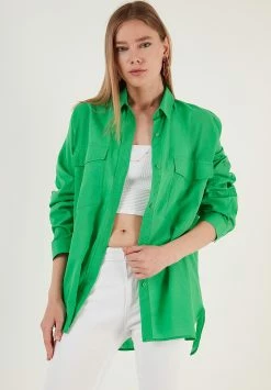 LELA Loose Fit - Overhemdblouse - Green -LELA Winkel 78f47b299c9942db938511c4a0a736ec