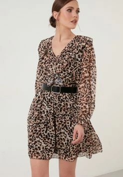 LELA Regular Fit - Jurk - Mottled Brown -LELA Winkel 7fd9f27667244f77a899b3f2c976b5c1