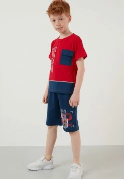 LELA Regular Fit Shorts And T-Shirt - Trainingspak - Red/Dark Blue -LELA Winkel 8434deea030040b8b64cbd0a679d01cd