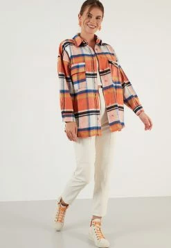 LELA Overhemdblouse - Orange Color -LELA Winkel 85b12627222d4d42a22801101f8b1e46