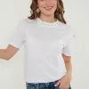 LELA Crew Neck- T-Shirt Print - White Neon Green -LELA Winkel 887ad38f9af240dd876c2d2a14223881
