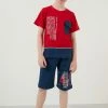 LELA Regular Fit Shorts And T-Shirt - Trainingspak - Red/Dark Blue