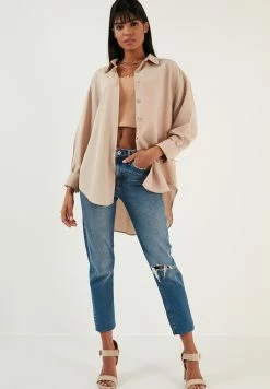 LELA Loose Fit - Overhemdblouse - Stone -LELA Winkel 8b13aa95f8fa497e861c168753523ecc