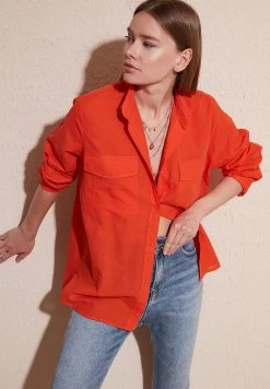 LELA Loose Fit - Overhemdblouse - Orange -LELA Winkel 8e9d90c4e8a441819cc14cc7b33998bf