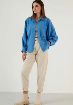 LELA Overhemdblouse - Blue -LELA Winkel 960875e0fc8640f9b4cd935d8bd4133f