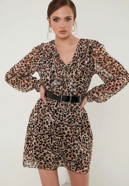 LELA Regular Fit - Jurk - Mottled Brown -LELA Winkel 9c227784778a442a81dadda7b310e6a0