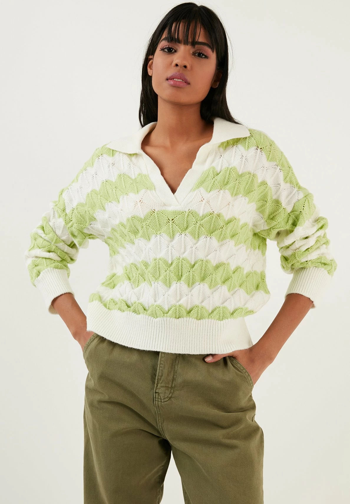 LELA Poloshirt - Ecru/Green 6 LELA Poloshirt - Ecru/Green - Afbeelding 4