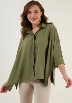 LELA Oversized - Overhemdblouse - Khaki -LELA Winkel a1bf8204385c40e7be0f48ab53cb6822