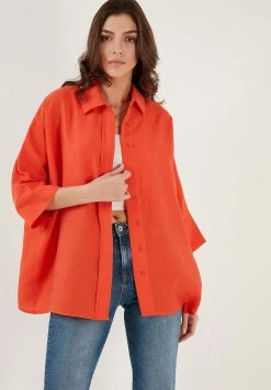 LELA Overhemdblouse - Orange -LELA Winkel a713a42912bd4dbf9f782ffcc5afa1b6